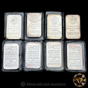 x8 1oz JM and Engelhard Vintage Silver Bar Lot