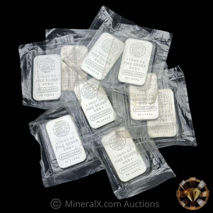 x9 1oz Engelhard Vintage Silver Bars In Seals