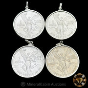 x4 1oz 1986 Mexican Libertad Vintage Silver Coins In Pendants