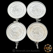 x4 1oz 1986 Mexican Libertad Vintage Silver Coins In Pendants