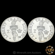 x2 1/2oz Engelhard Liberty Trade Silver MTB Bank Vintage Silver Coins