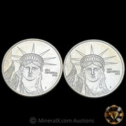 x2 1/2oz Engelhard Liberty Trade Silver MTB Bank Vintage Silver Coins