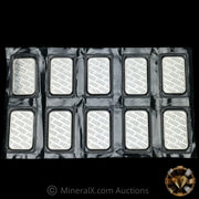 x10 1oz Johnson Matthey JM Vintage Silver Bars In Sheet