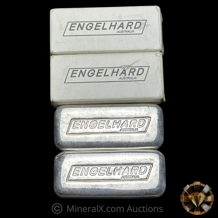 x2 5oz Engelhard Australia Silver Bars With Original Boxes