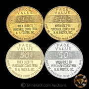 x4 W H Foster Vintage Token Coins (No Precious Metal Content)