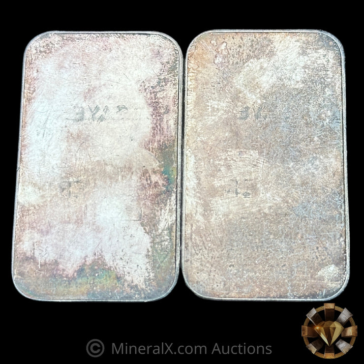 x2 1oz Johnson Matthey JM Sequential Vintage Silver Bars