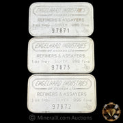 x3 1oz Engelhard Industries Bull Logo Sequential Vintage Silver Bars