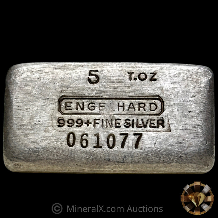 5oz Engelhard 0-Leading 7th Series Vintage Silver Bar With Unique Reverse Convex Serial Stampings