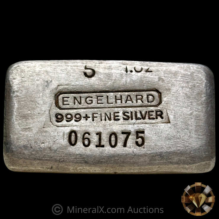 5oz Engelhard 0-Leading 7th Series Vintage Silver Bar With Unique Reverse Convex Serial Stampings