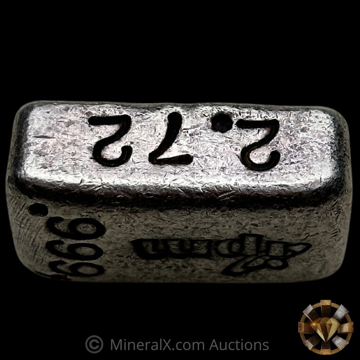 2.72oz IPM International Precious Metals Vintage Silver Bar With Unique Side Stamped Weight