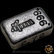 2.72oz IPM International Precious Metals Vintage Silver Bar With Unique Side Stamped Weight