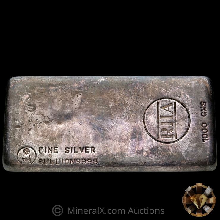 1000g (Kilo) Harrington Metallurgy Australia RHA Counterstamp Vintage Silver Bar