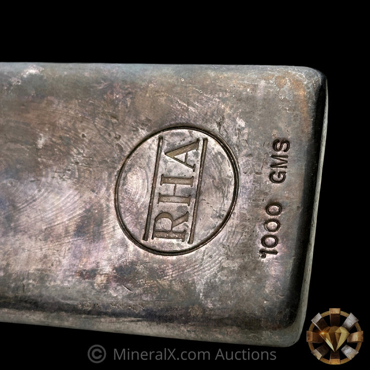 1000g (Kilo) Harrington Metallurgy Australia RHA Counterstamp Vintage Silver Bar