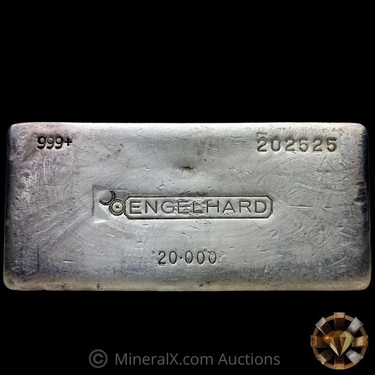 20oz Engelhard Bull Logo Vintage Silver Bar With Unique Repeating Serial