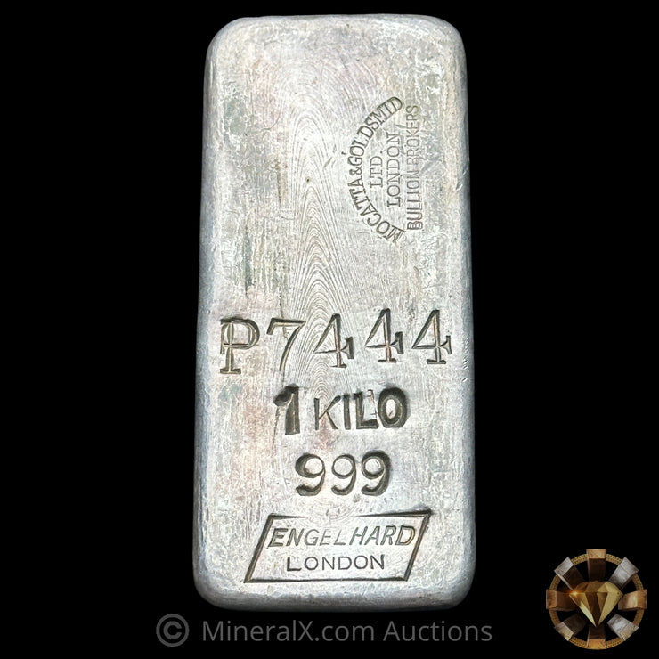 Kilo Engelhard London Vintage Silver Bar With Mocatta & Goldsmid Counterstamp