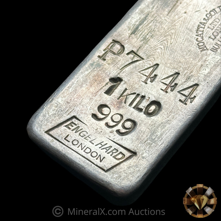 Kilo Engelhard London Vintage Silver Bar With Mocatta & Goldsmid Counterstamp