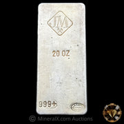 20oz Johnson Matthey JM Reverse Stamp Vintage Silver Bar