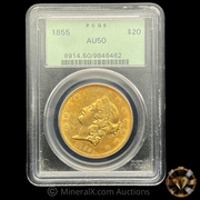 1855 PCGS AU50 “OGH” $20 Liberty Double Eagle Gold Coin