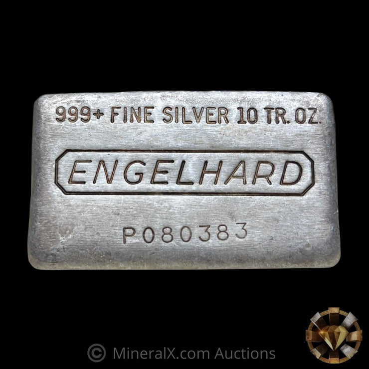 Engelhard Waffle Back 10oz Vintage Poured Silver Bar