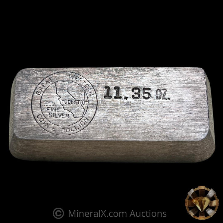 Great Western Coin & Bullion 11.35oz Vintage Poured Silver Bar