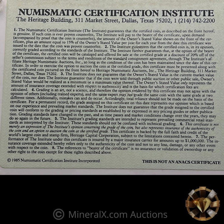 1925 MS65 $20 Saint Guadens Gold Coin In Old 1985 Numismatic Certification Institute NCI Capital Plastics Holder