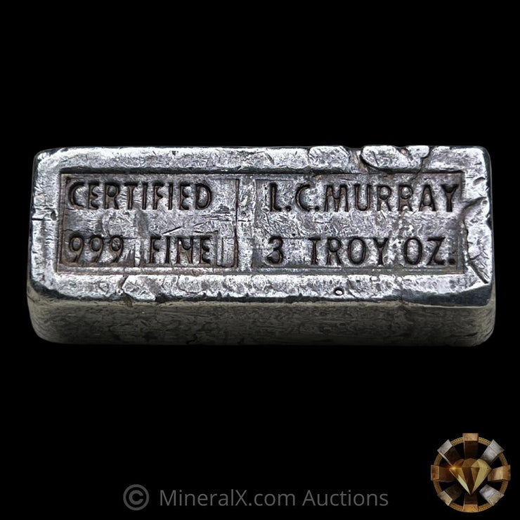 Certified LC Murray 3oz Vintage Silver Bar