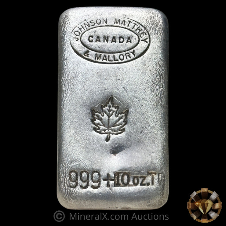 10oz Johnson Matthey & Mallory Canada JM Vintage Silver Bar