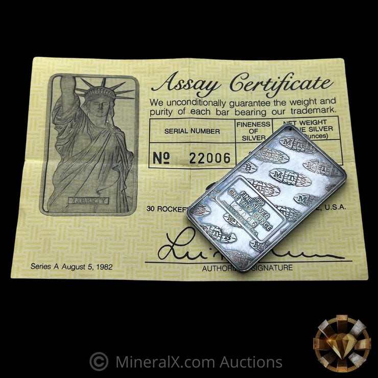 MTB Bank New York 1oz Vintage Silver Bar with Original Numbers Matching Assay Card