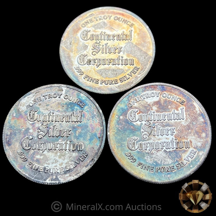 x3 Continental Silver Corporation 1oz Vintage Silver Coins