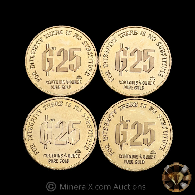 x4 1/4oz 1979 Gold Standard Corporation "Free Choice of Currencies" Vintage Gold Coins (1oz Total Pure Gold)