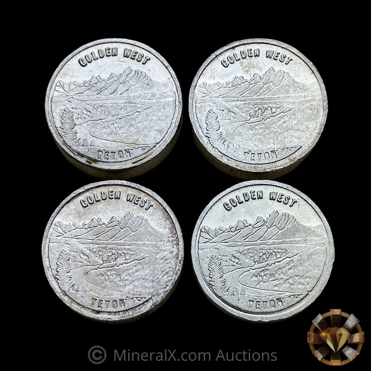 x4 1oz Swiss Of America Golden West Vintage Silver Rounds