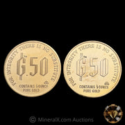 x2 1/2oz 1979 & 1981 (1 Proof / 1 Standard Strike) Gold Standard Corporation “Denationalization of Money” Vintage Gold Coin (1oz Total Pure Gold)