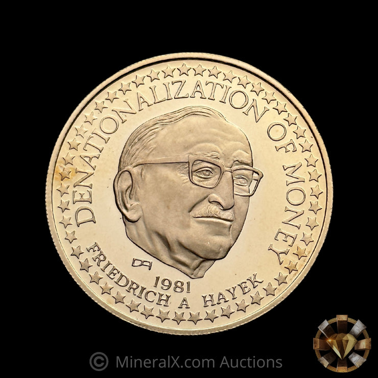 1/2oz 1981 Proof Gold Standard Corporation “Denationalization of Money” Vintage Gold Coin