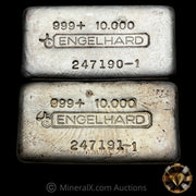 x2 10oz Engelhard Bull Logo Unique -1 Suffix Sequential Serial Vintage Silver Bar