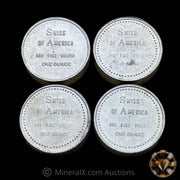 x4 1oz Swiss Of America Golden West Vintage Silver Rounds