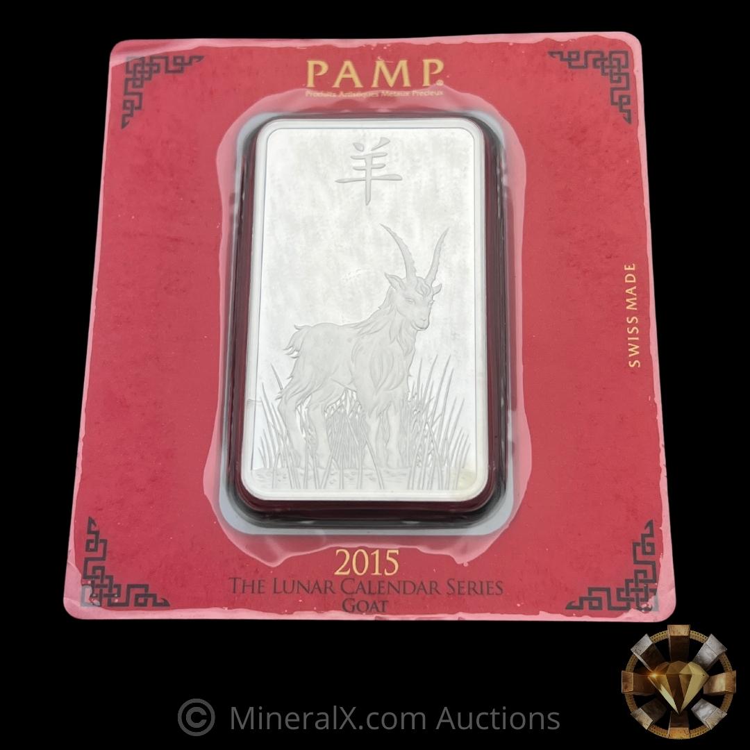 2015 PAMP Lunar Calendar Series Year of The Goat 100g Silver Bar