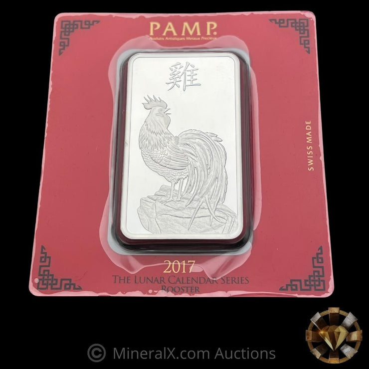 2017 PAMP Lunar Calendar Series Year of The Rooster 100g Silver Bar