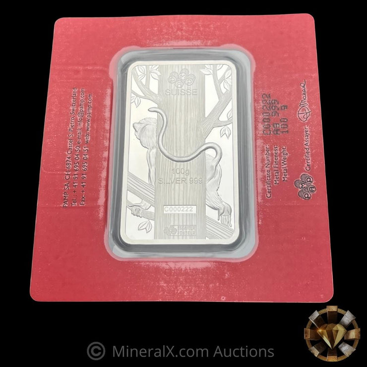2016 PAMP Lunar Calendar Series Year of The Monkey 100g Silver Bar