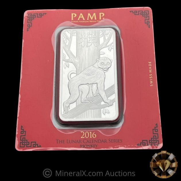 2016 PAMP Lunar Calendar Series Year of The Monkey 100g Silver Bar
