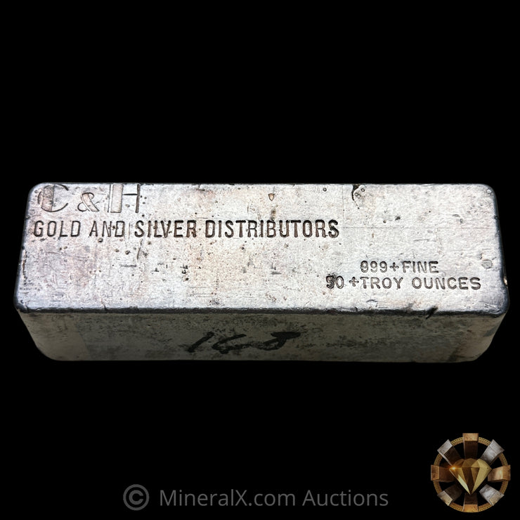 51.83oz C & H Gold And Silver Distributors Vintage Poured Silver Bar