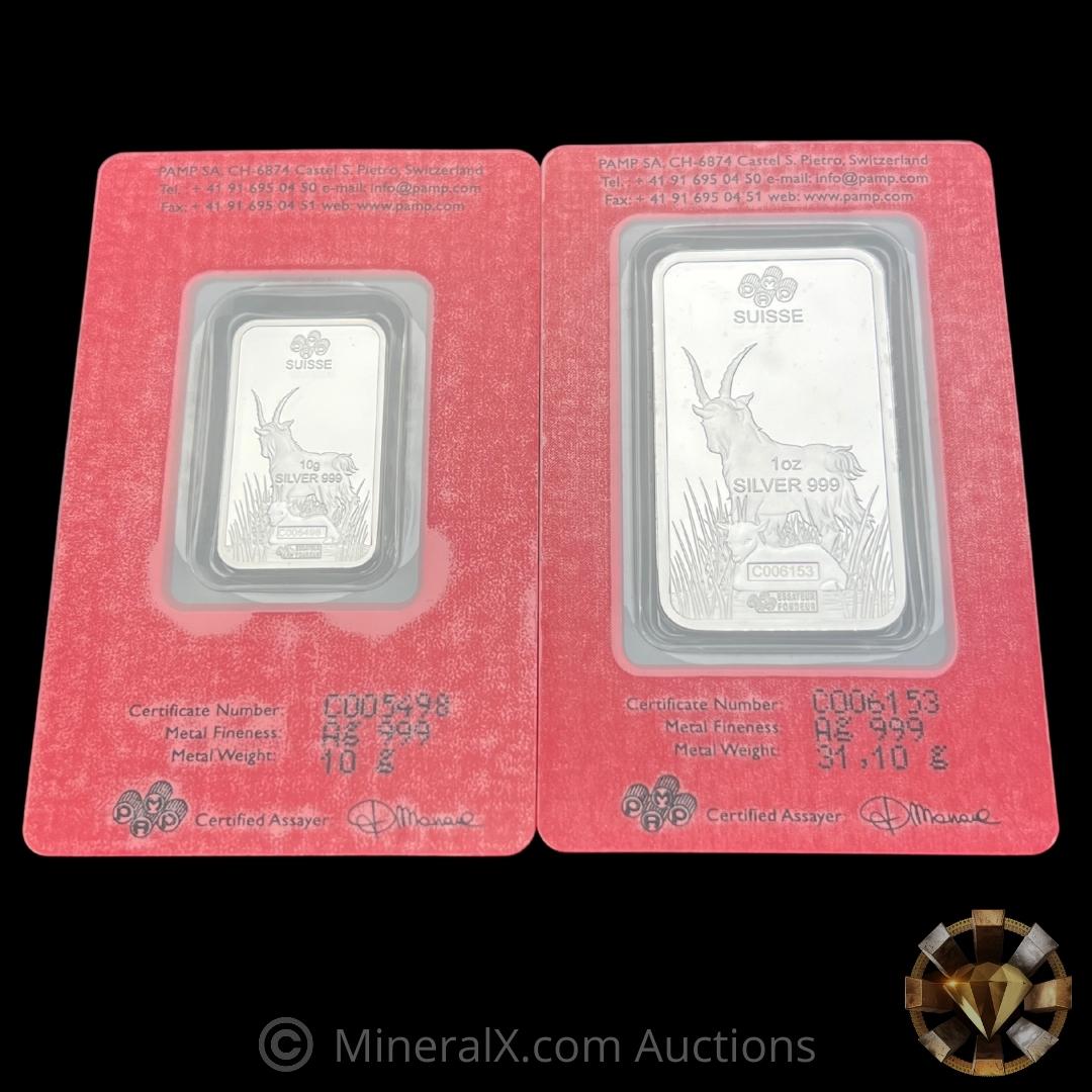 2015 PAMP Lunar Calendar Series Year of The Goat 10g & 1oz Silver