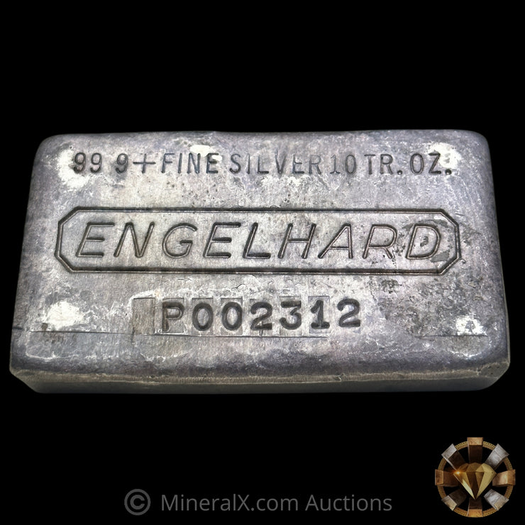 10oz Engelhard Lower Serial P Series Vintage Poured Silver Bar