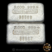 x2 3oz Engelhard Sequential Serial Vintage Poured Silver Bars