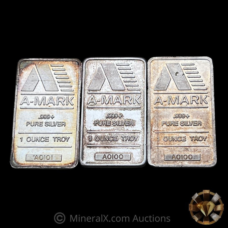 x3 1oz Vintage AMARK Silver Bars
