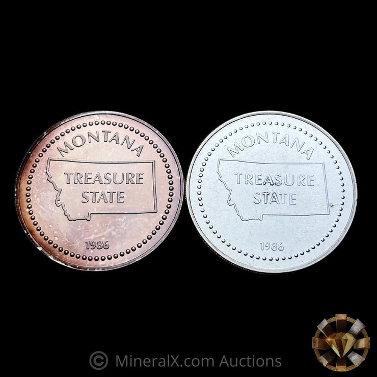 x2 1986 JM & Engelhard Big Sky Country 1oz Vintage Silver Coins