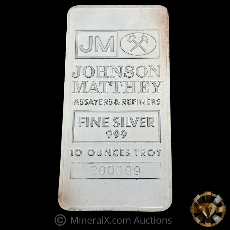 10oz Johnson Matthey JM Vintage Pressed Silver Bar
