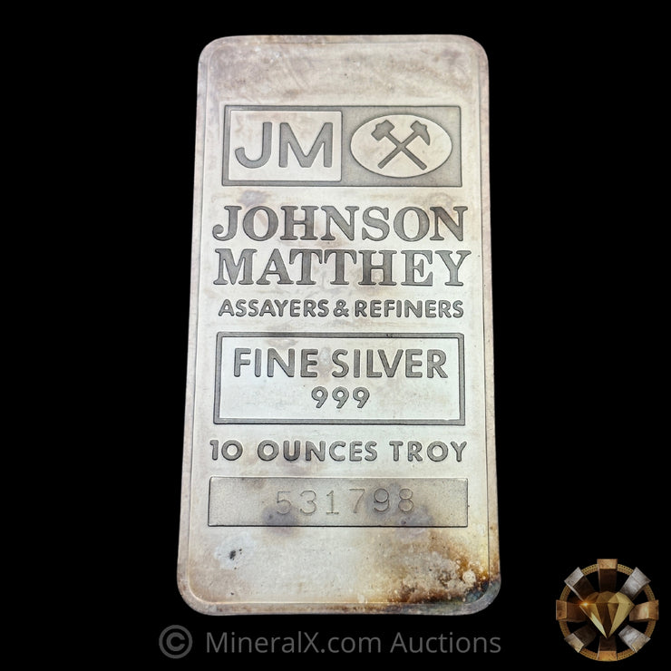 10oz Johnson Matthey JM Vintage Pressed Silver Bar
