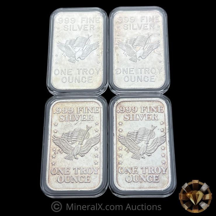 x4 1981 1oz Made From US Assay Office San Francisco Strategic Silver Stockpile Vintage Silver Bars