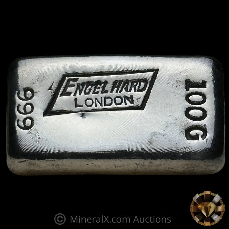 100g Engelhard London Vintage Silver Bar with Original Blue Velvet Case