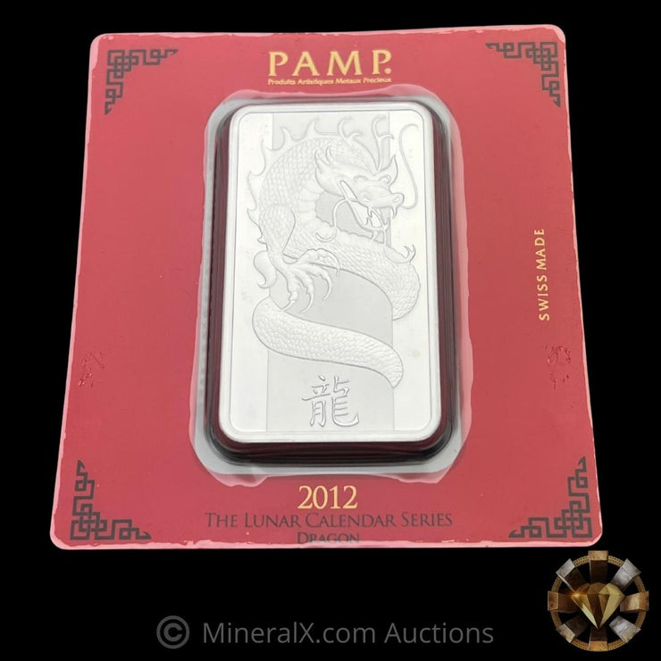2012 PAMP Lunar Calendar Series Year of The Dragon 100g Silver Bar